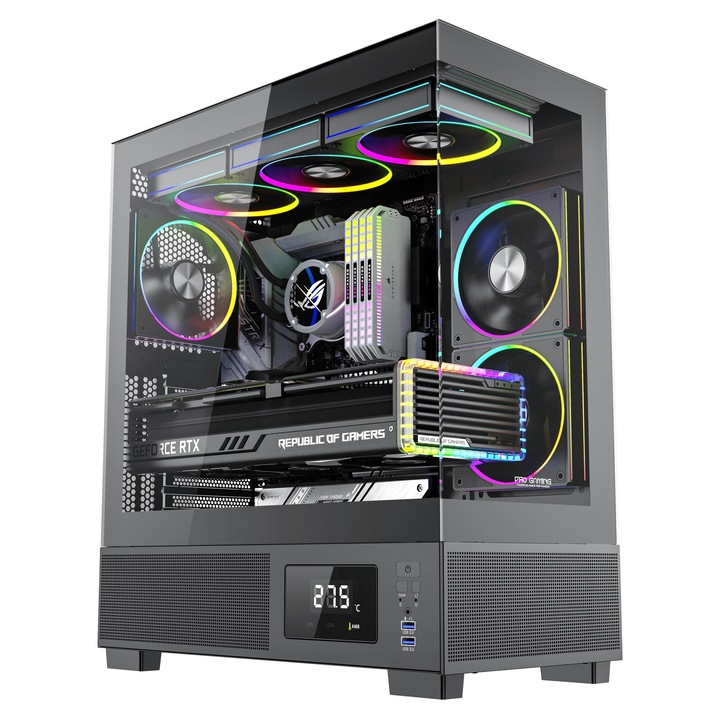 Настолен компютър за игри Kian Black AMD Ryzen 7 9800X3D до 5.2Ghz, 64GB RAM DDR5, 2TB SSD, RTX 5080 16GB GDDR7, Wi-Fi 6, Windows 11 Home