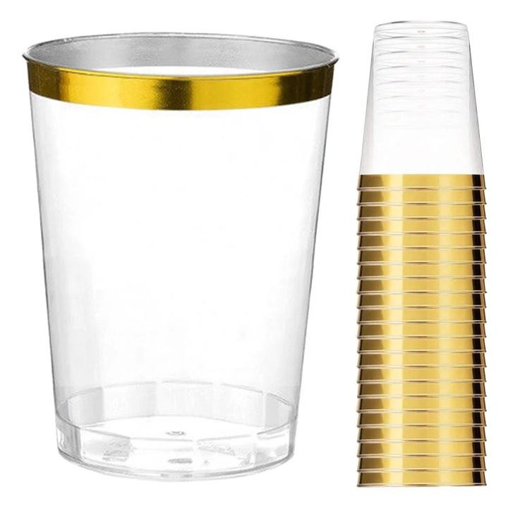 YANYXR 25 db átlátszó pohár készlet 300ml 9.3x7.2x7.2cm partira