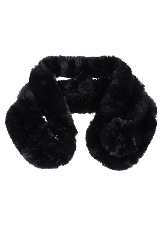 Esarfa dama YANYXR, blana artificiala, negru, 67x14x3cm