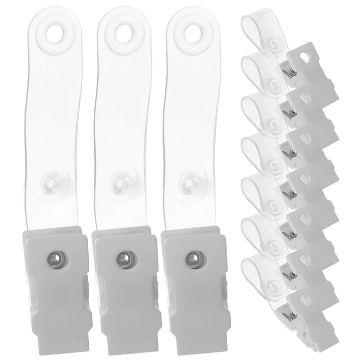Комплект 100 щипки за баджове YANYXR бели PVC 7.5x1.5x1.3cm