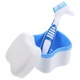YANYXR ergonomikus duplafejű műfogsor tisztító kefe dobozzal, fehér, 15x3cm