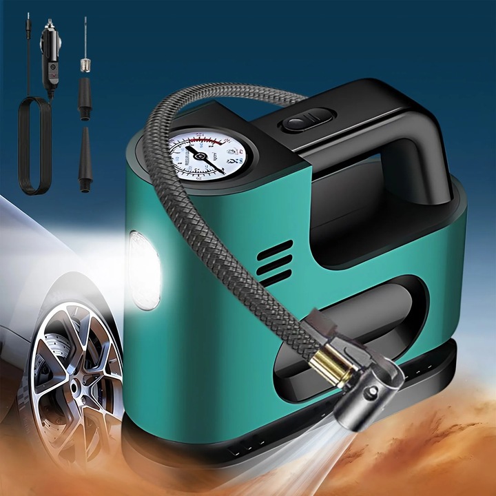 Pompa auto portabila YANYXR digitala, presiune inalta, LED, 12V, 65cm