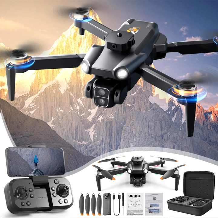 Drona YANYXR cu motor brushless, camera 1080P, control gesturi, negru, 29.5x27.5x7cm