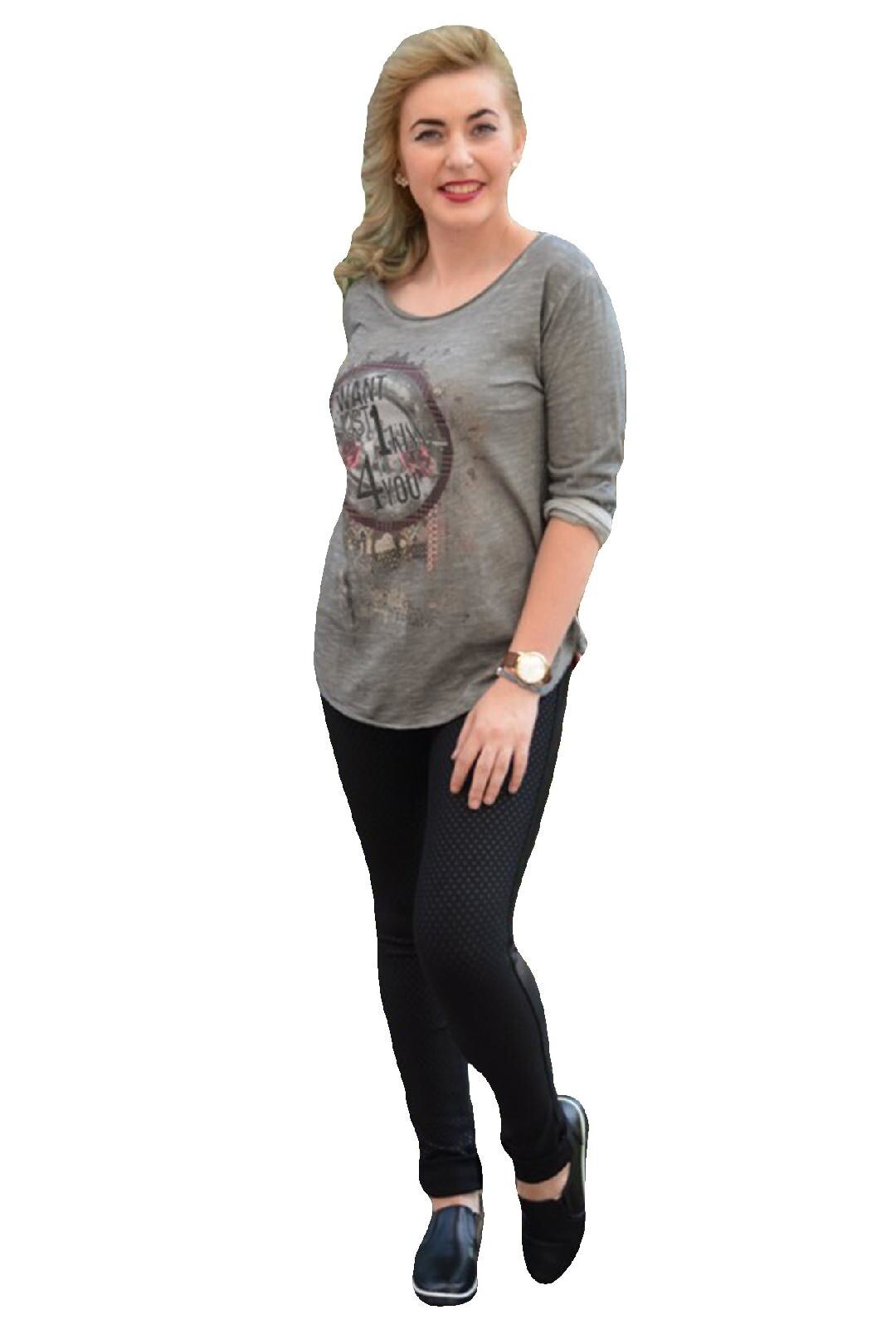 Bluza in tendinte, cu imprimeu abstract deosebit,D&J Exclusive, Gri