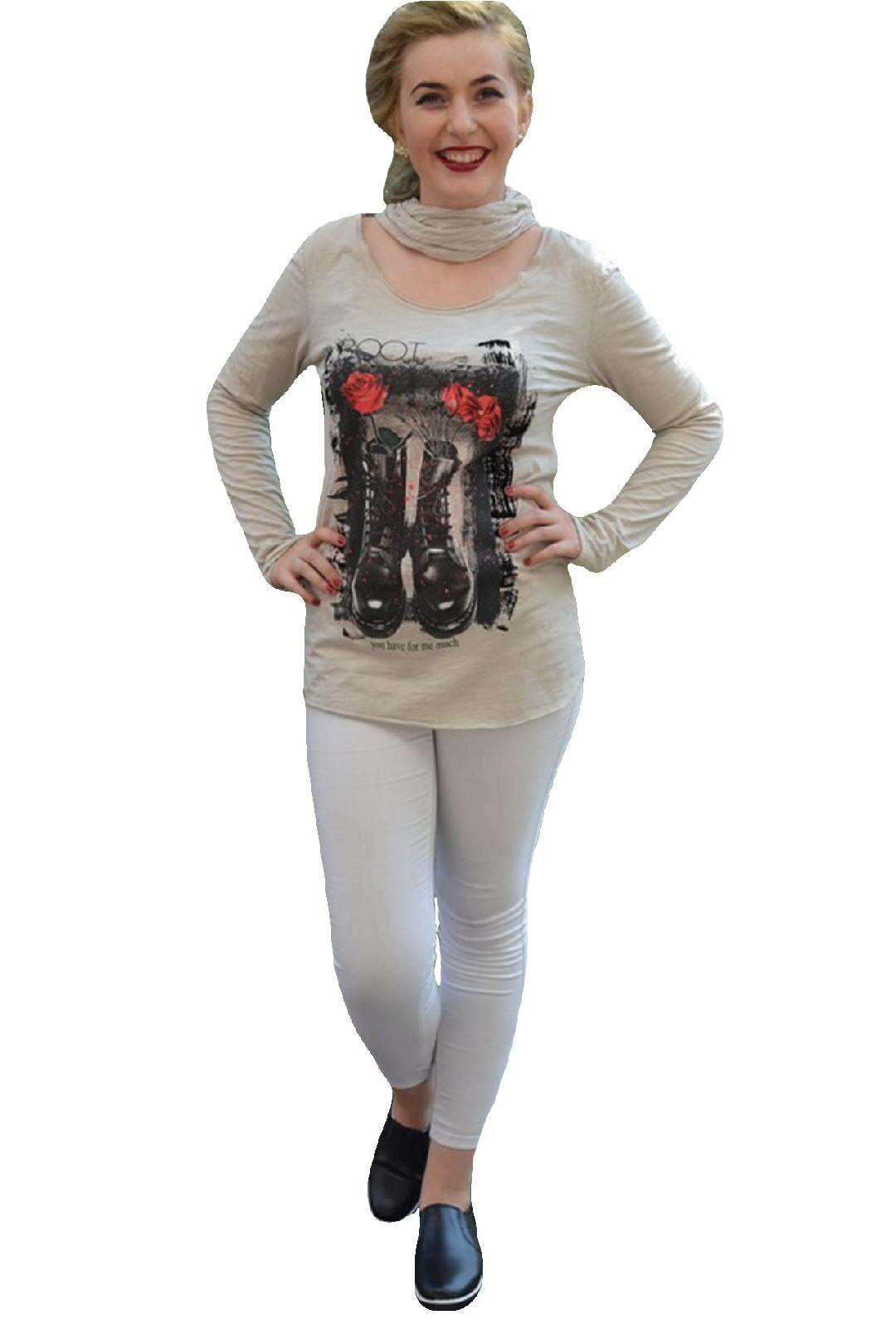 Bluza chic, din bumbac cu design modern,D&J Exclusive, Bej