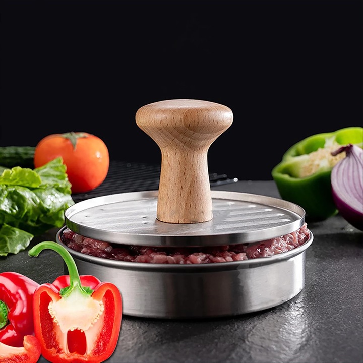 Преса за хамбургери YANYXR от неръждаема стомана, здрава, сребриста, 20x15см