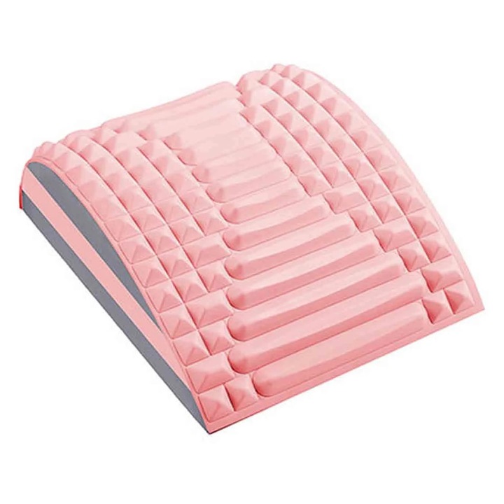 YANYXR BCS2911424 hátnyújtó eszköz, habszivacs deréktáji korrektor masszázs kiemelkedésekkel, ergonomikus, derékfájásra és isiászra, rózsaszín/szürke