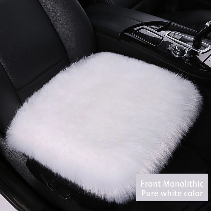 Perna auto YANYXR fleece iarna, groasa, alba, 45x45cm