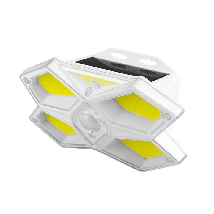 Соларна лампа YANYXR 129 LED, сензор за движение, IP65, студено бяла, 30x15x10см