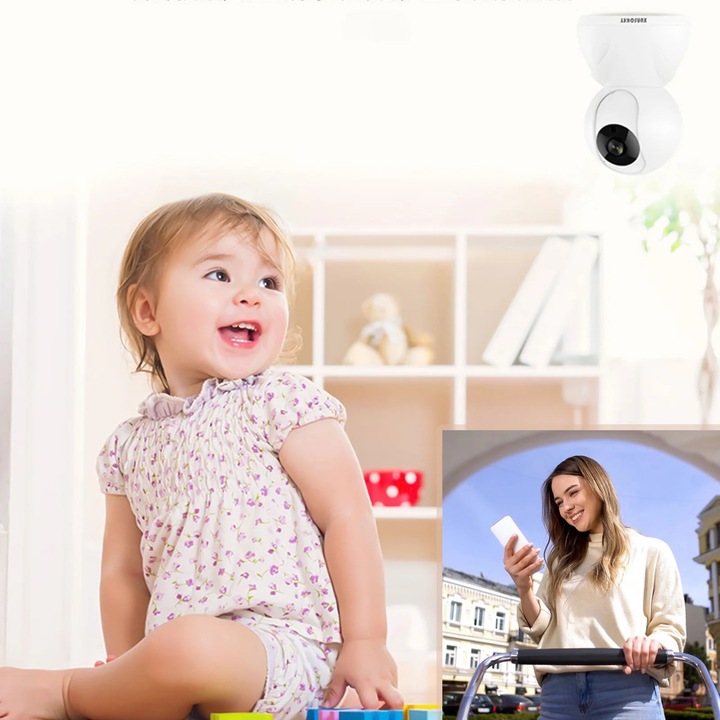 YANYXR 2MP fehér 16.2x9x8.5cm forgatható kétirányú hang éjjellátó megfigyelő kamera