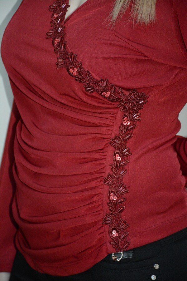 Bluza cu maneca lunga potrivita pentru ocazii,D&J Exclusive, Marsala