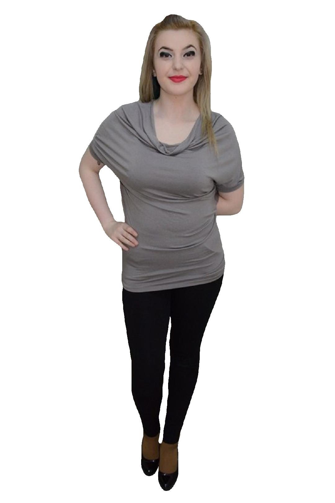 Bluza de vara cu croiala lunga, cambrata pe corp,D&J Exclusive, Nisipiu