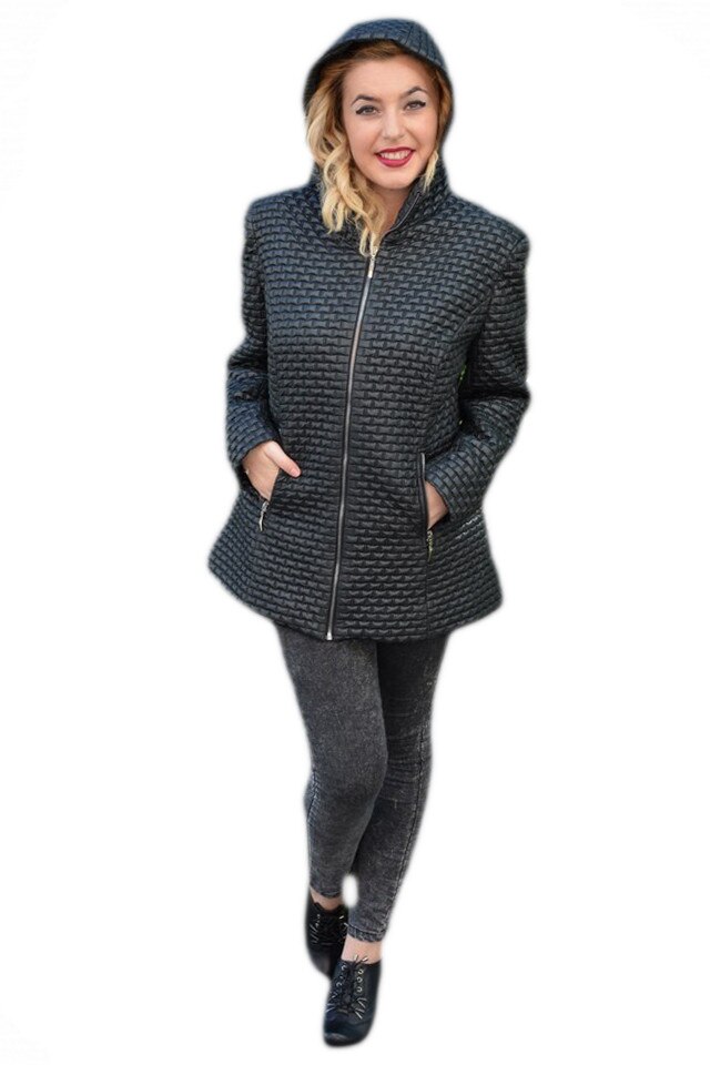 Jacheta usoara de toamna, primavara, cu gluga, D&J Exclusive, Negru, 44