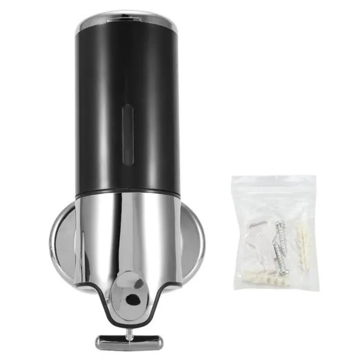 Fali folyékonyszappan adagoló, fekete, 500ml, ABS, 12.1x10x24.1cm, egyszerű tartály