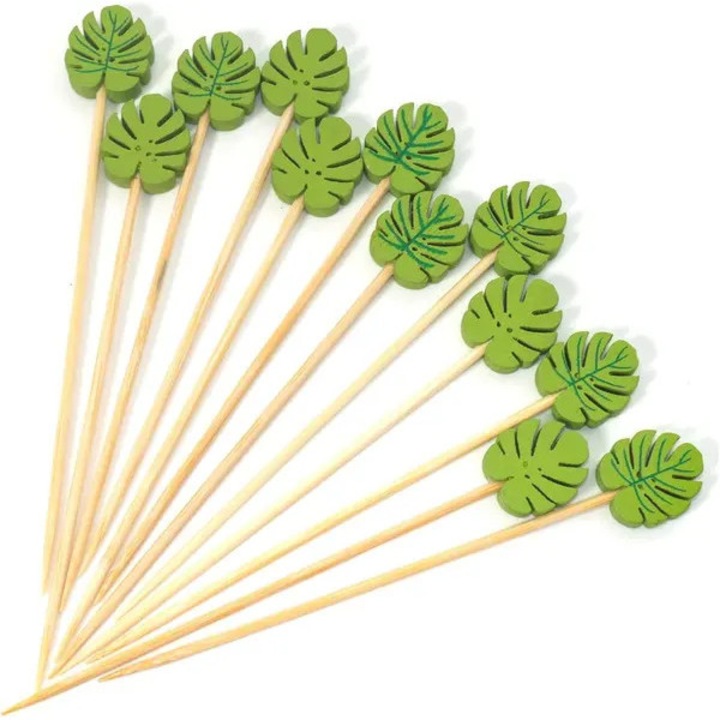 Bambusz nyárs, 5", 100 db-os készlet, Monstera Deliciosa, újrafelhasználható, elegáns