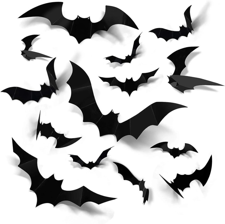 YANYXR Halloween dekoratív matrica, PVC, denevérek, 30x45cm