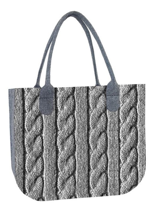Bertoni Lady XL női táska, szürke filc, fonott mintás, 40x30cm