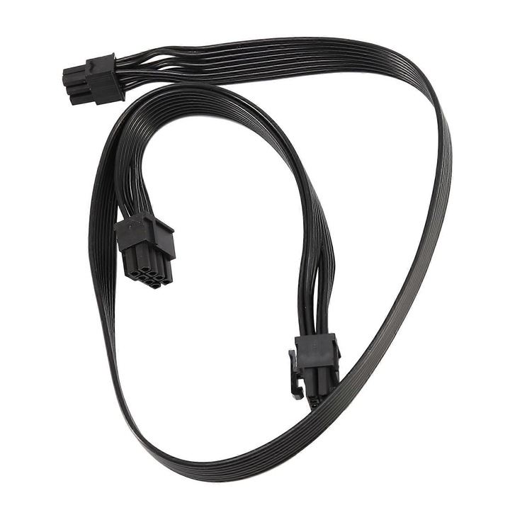 Cablu alimentare PCI-e 6 pini la dual 8 pini, 60x20cm, negru