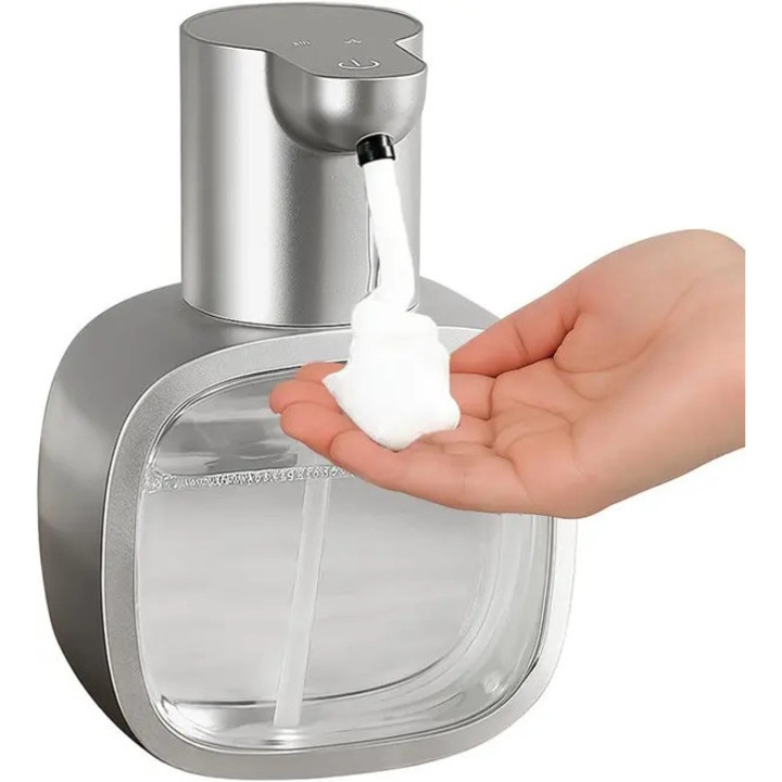Automata habadagoló 500ml, érintésmentes, LED, USB, fekete-fehér-ezüst