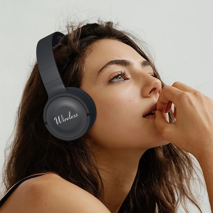 Casti Bluetooth YANYXR 5.3, subwoofer, negru, 23x19x6.5cm
