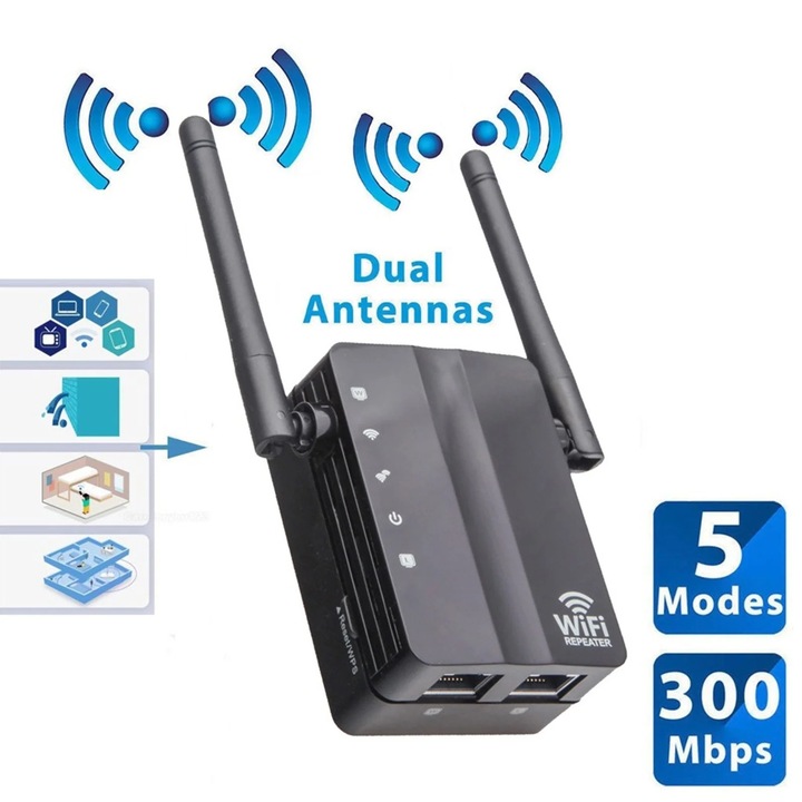 YANYXR WiFi Jelismétlő 300M fekete-fehér 142x90x50mm