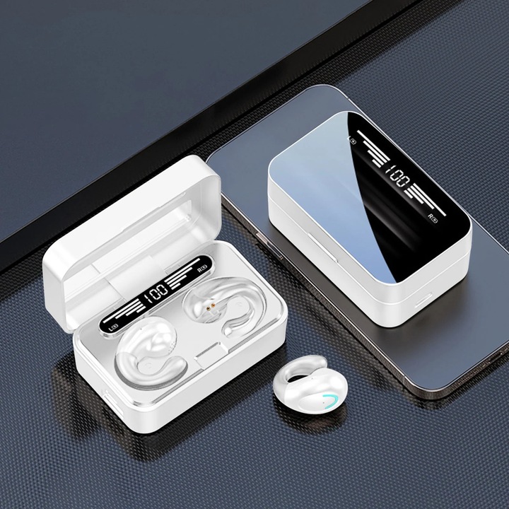 Безжични слушалки YANYXR Mini Bluetooth 5.3 Бели 13.5x8.5x3cm