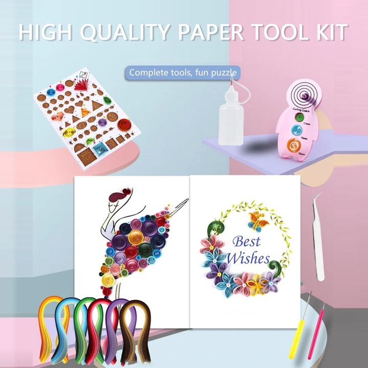 Set artizanat quilling YANYXR 800 benzi 5mm multicolor 39x15cm