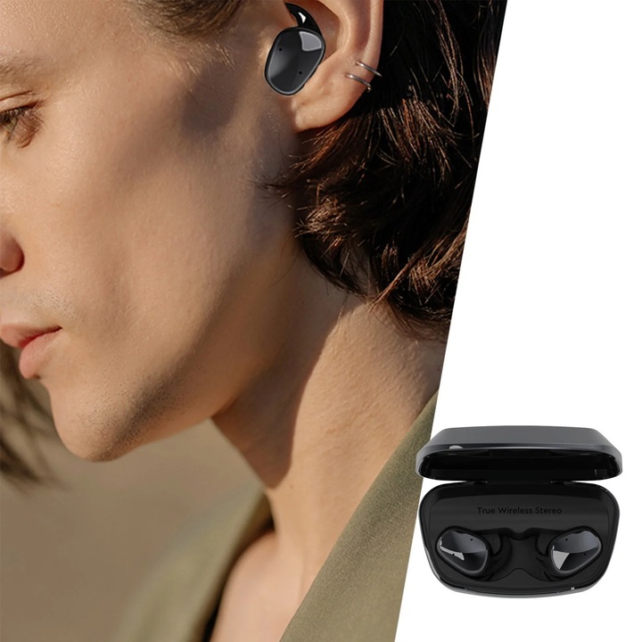 Безжични слушалки YANYXR Bluetooth, микрофон, черни, 9.2x5.8x3.7см