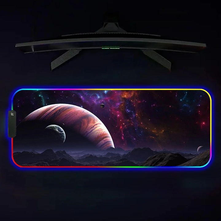 YANYXR RGB többszínű gamer egérpad 80x30x0.3cm LED világítással