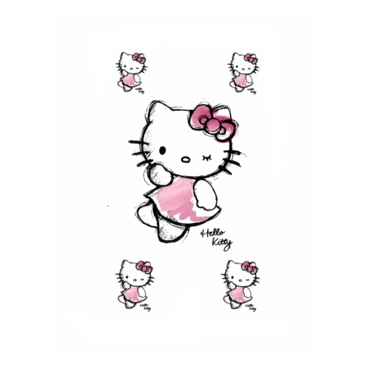 Tatuaj temporar, Flash Tattoos Romania, Hello Kitty, rezistent la apa, 10, 5 x 6 cm