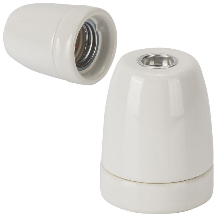 Dulie E27 din Ceramica cu Sistem de Fixare a Cablului prin Inel de Strangere Alb FANTON Italia