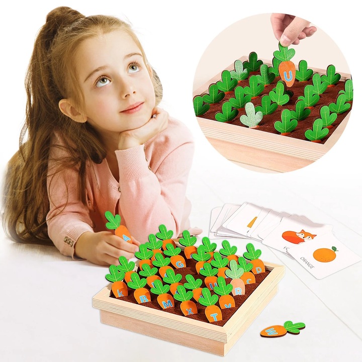 Joc educativ YANYXR, lemn, memorie si litere, 23x23x5cm