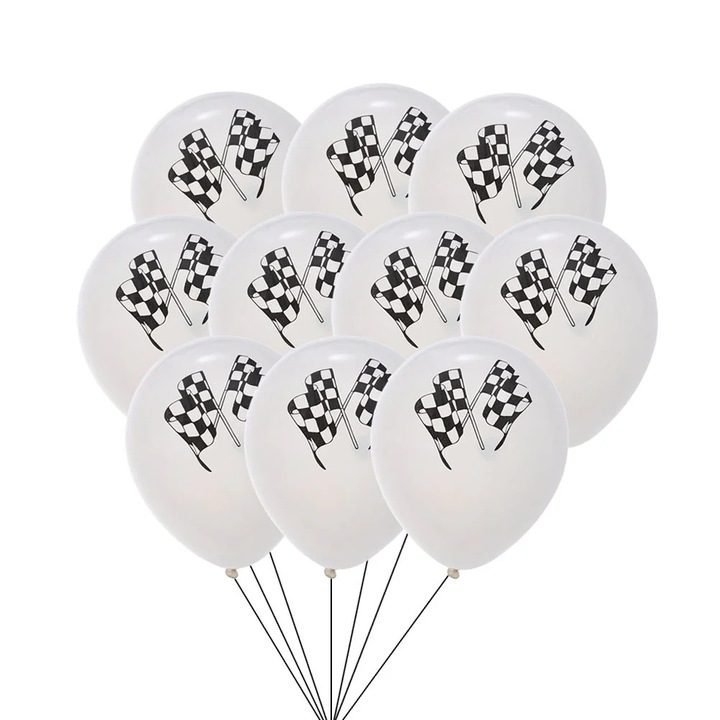 YANYXR 20 db latex lufi készlet, fehér, 10x6x0.1cm, kockás zászló mintával
