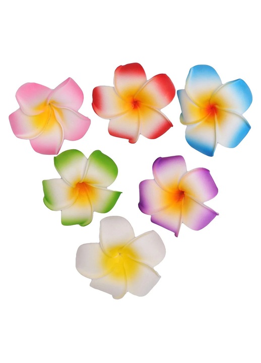 Set 6 agrafe par YANYXR flori plumeria spuma multicolor 7x7x1.5cm