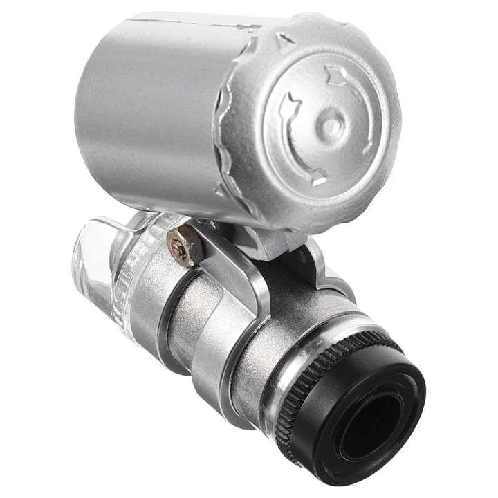 YANYXR mini mikroszkóp 60X fém ezüst 4.5x4x2cm LED