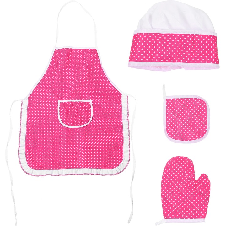 Set costum bucatar copii YANYXR roz 50x39.5cm