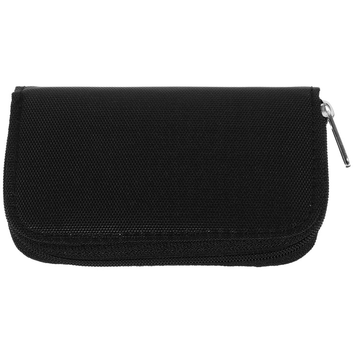 YANYXR BCS3244547 memóriakártya tok, 22 slot (4 nagy + 18 kicsi), ütésálló, nylon/EVA/PVC, fekete, 11 x 6.8 x 2.2 cm
