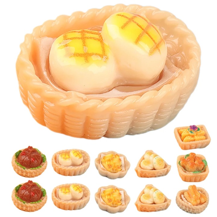 Set 15 Miniaturi Mancare Chinezeasca YANYXR, rasina, multicolor, 2.2x2.2x2.2cm