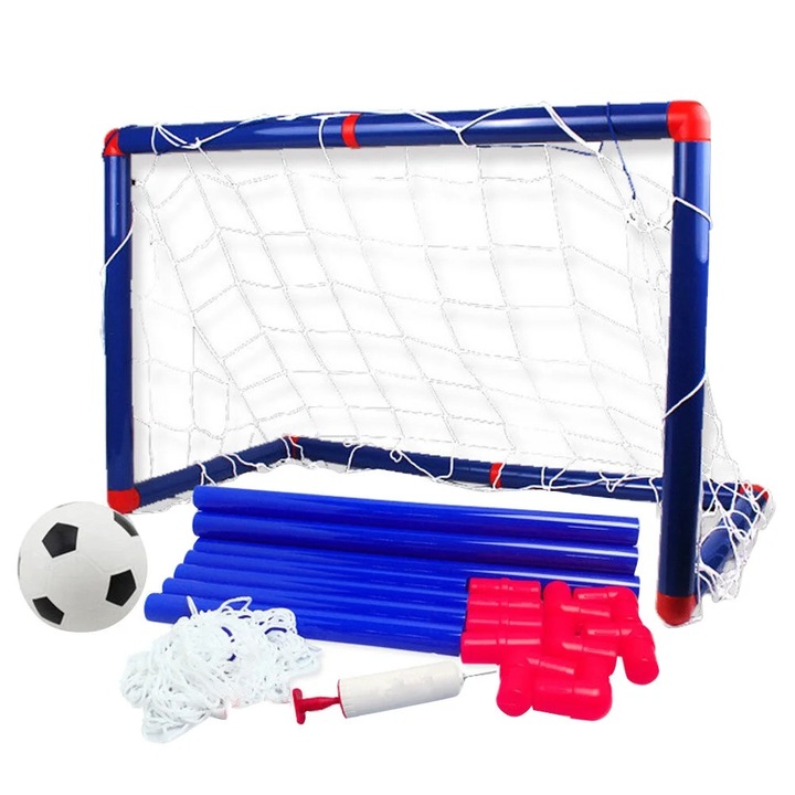 YANYXR futballkapu szett 90x60x47cm kék kiegészítőkkel és labdával