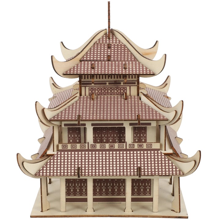 YANYXR 3D fa puzzle, antik épület, 23.8x23x20.5cm