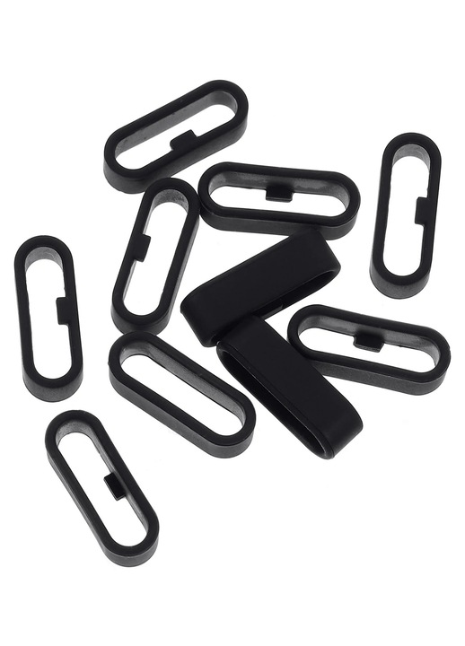 Set 10 bucati inele din silicon pentru curea ceas YANYXR, negru, 2.5x0.7x0.8cm