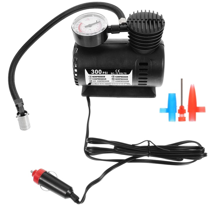 Compresor aer portabil YANYXR 12V barometru negru 13.5x12x8cm