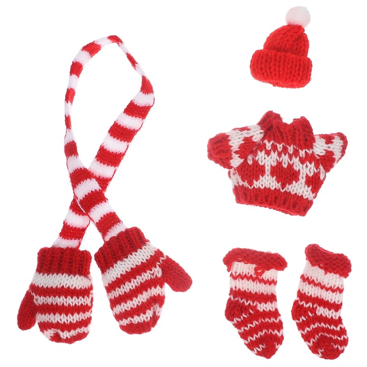 Set haine iarna mini pentru papusi YANYXR, tricotate, multicolor, 8x5x1cm