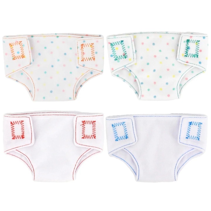 Set 4 chiloti papusi YANYXR, ajustabili, multicolor, 15.5x9.5x6cm