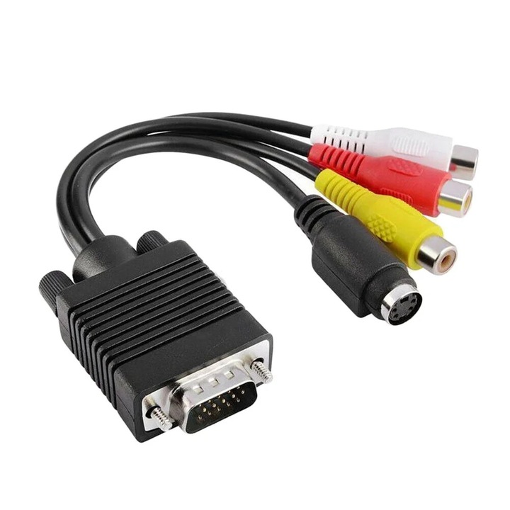 Кабел адаптер VGA към S-Video и RCA YANYXR черен 19x5.5x3cm