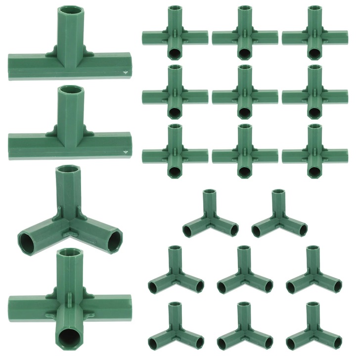 Conectori cadre gradina, YANYXR, plastic verde, set 20 buc, 6x2x6cm/10x2x6cm