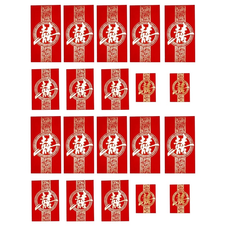 Червени пликове за сватби YANYXR комплект 120 бр. хартия 8.2x5.8cm 11.6x7.8cm 16.4x8.6cm