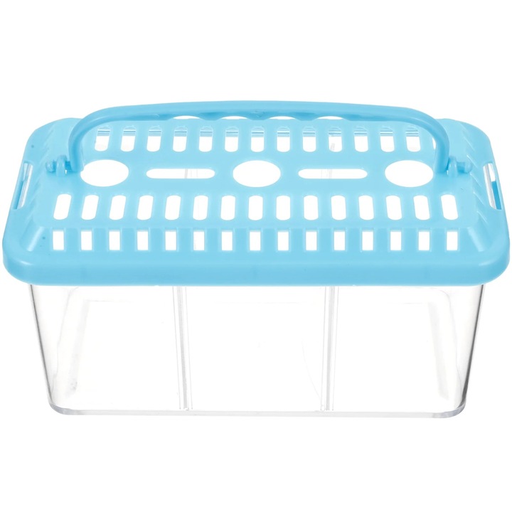 Acvariu portabil YANYXR cu 3 compartimente transparent 18.5x9.5x9cm