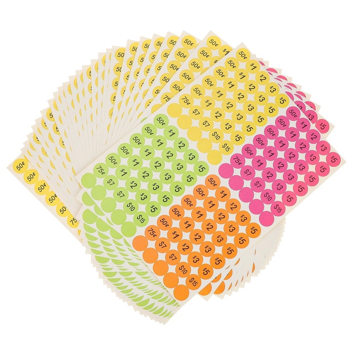 YANYXR öntapadós színes kerek címkék 32x23.5cm, 25 lapos szett