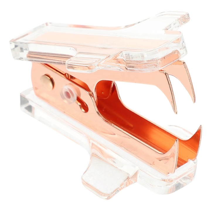 Decapsator agrafe YANYXR, mini, acrilic metal, roz auriu, 6x4.2x3.3cm